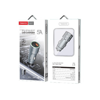 Cargador Rápido para Carro USB + Tipo C
