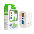 Cargador Rápido Inteligente 4 Puertos USB PD